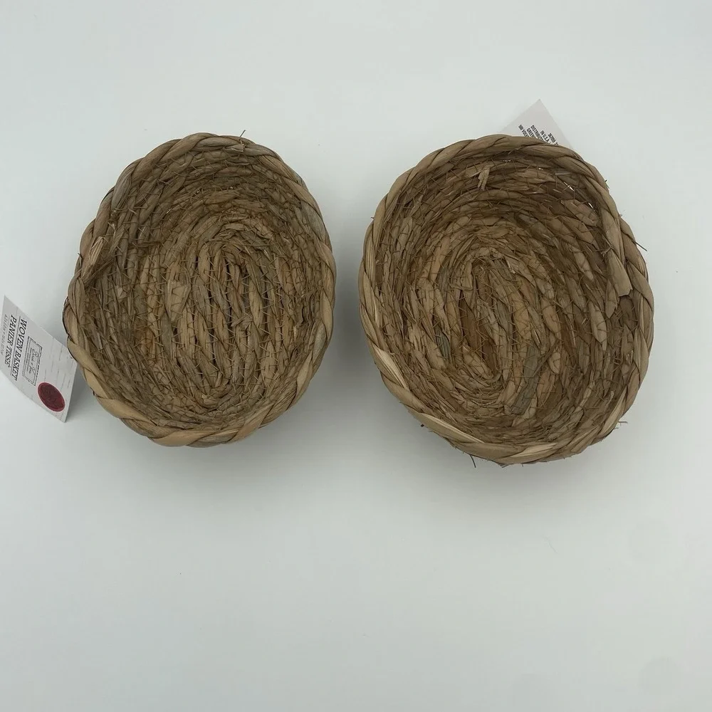Small Catch All Trinket Baskets -Set Of‎ 2 Brown Woven Baskets- 6